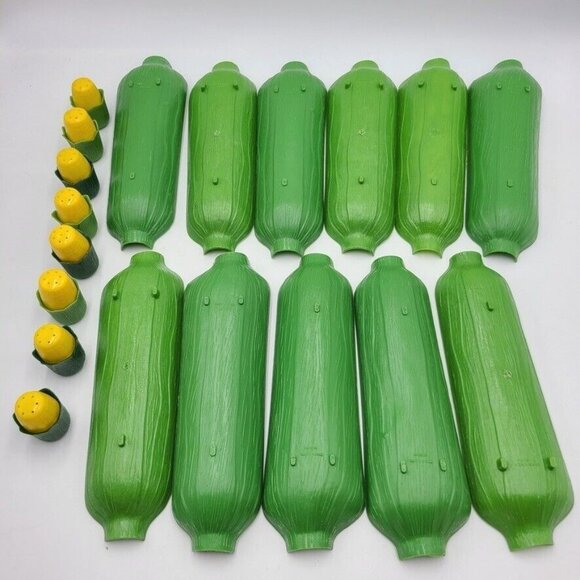 Vintage Green Corn Cob Holder Plates Salt Pepper Skewers Butter Spread Lot 38 - Picture 4 of 10